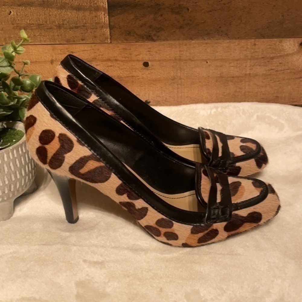 Zara leopard animal print calf hair pumps shoes size 7 - Picture 2 of 8